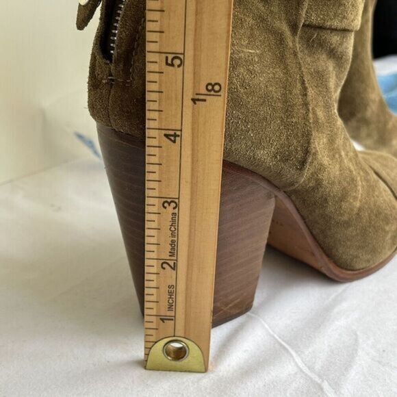 Rag & Bone Suede Ankle Bootie Boot Size 9 Green Chunky Heel Back‎ Zip Bohemian - Picture 9 of 16